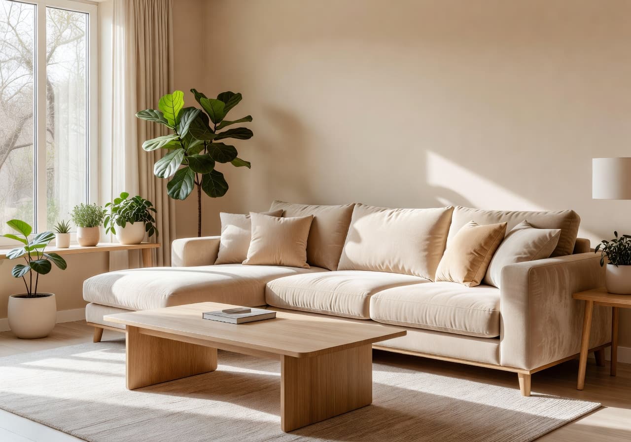 Before and after Modern Mediterranean living room AI redesign with DecorAI – Mediterranean interior design from photo